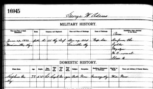 George Washington Adams' page at the Soldiers' Home registry